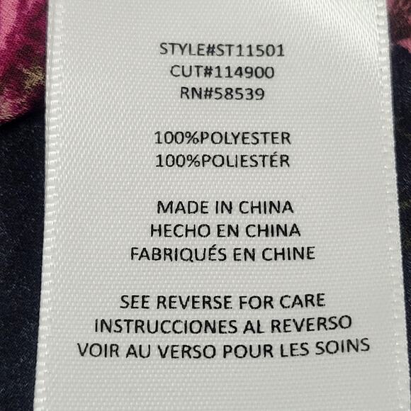 Kut from the Kloth Black, Pink, and Cranberry Floral Sheer Blouse Size XL - Picture 6 of 8